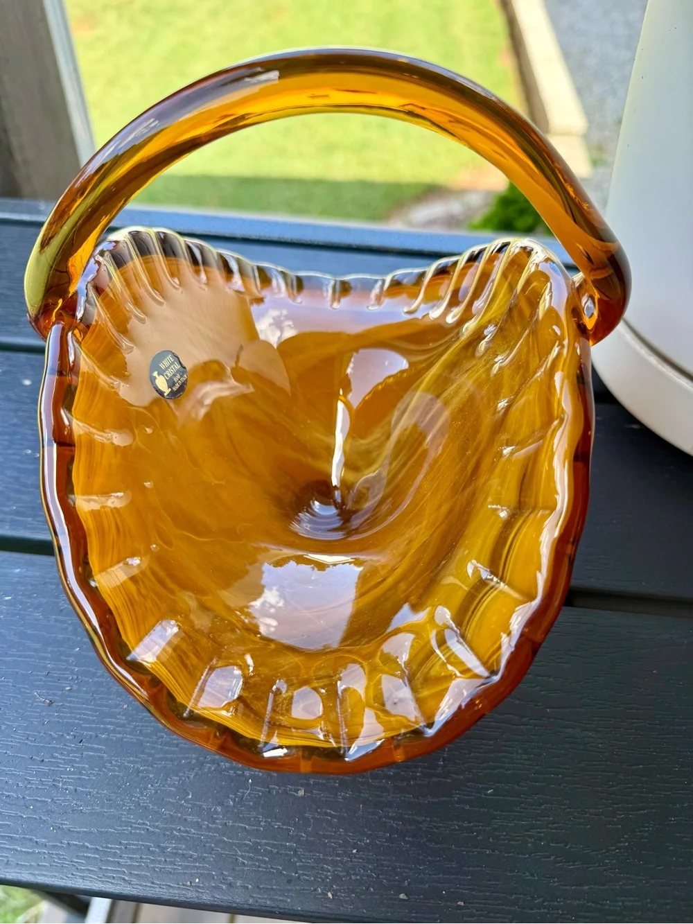 Amber Italian Glass Fan-Shaped Decorative Accent - Versatile Home Accent